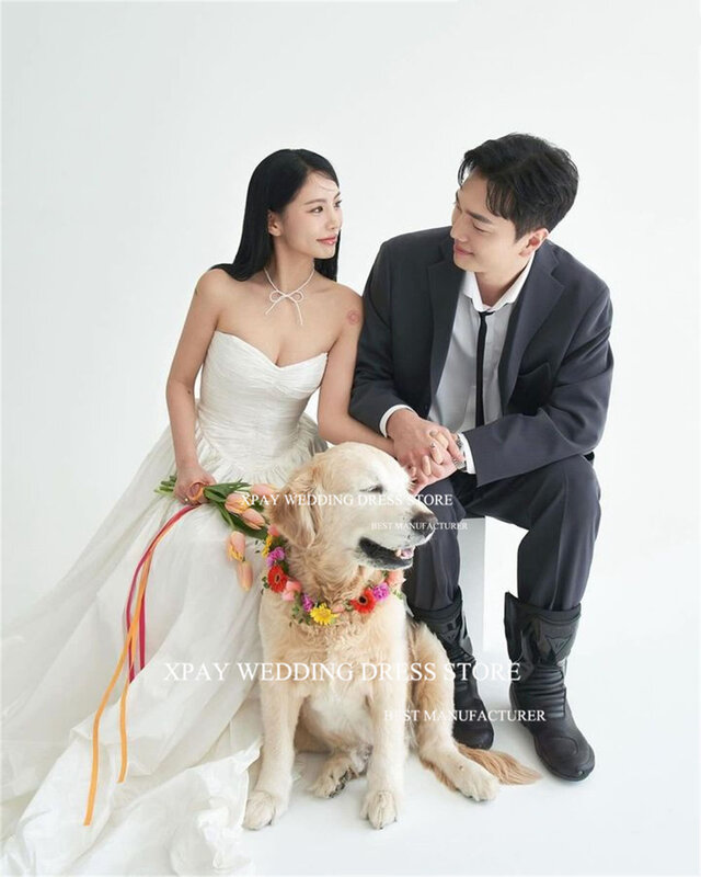 XPAY милые плиссированные корейские свадебные платья 웨스 스 без рукавов для свадебной вечеринки корсет для фотосъемки свадебные наряды невесты индивидуального размера