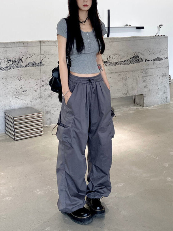 Streetwear Techwear Cargo Work Harajuku proste spodnie Alt ubrania dorywczo spodnie męskie spodnie dresowe szerokie nogawki biegaczy kobiet