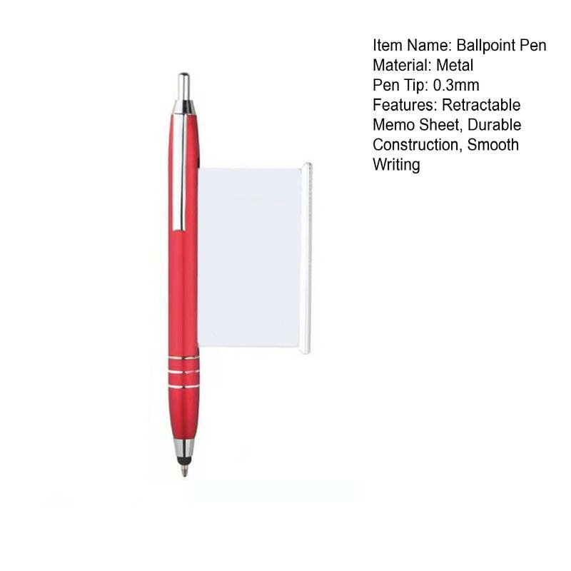 Bolígrafo de Metal con hoja de notas retráctil, bolígrafo con pancarta blanca en blanco, Clip de escritura suave, fijación