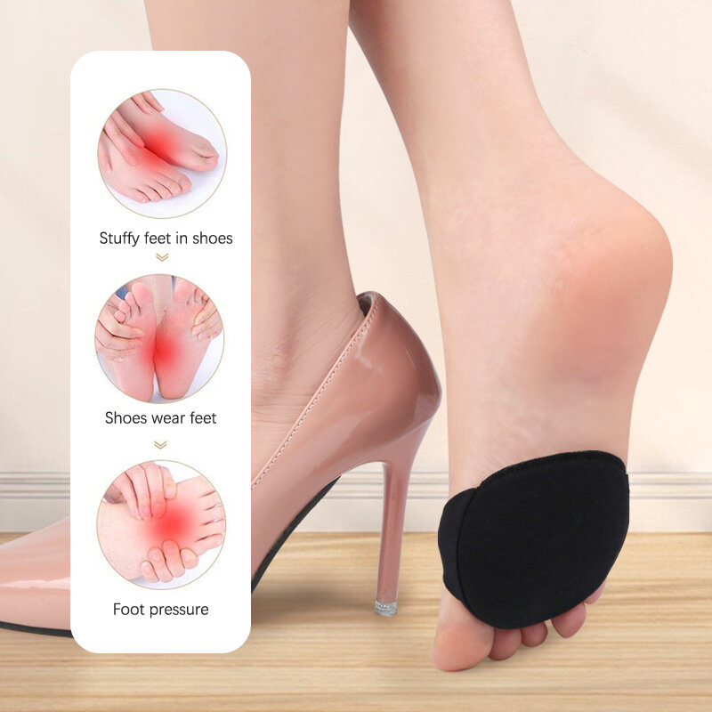 1คู่ลูกไม้หยักห้านิ้วเท้า Forefoot Pads สำหรับรองเท้าส้นสูงผู้หญิงพื้นรองเท้าเสริมเท้า Care ดูดซับแรงกระแทกถุงเท้า Toe Pad Inserts