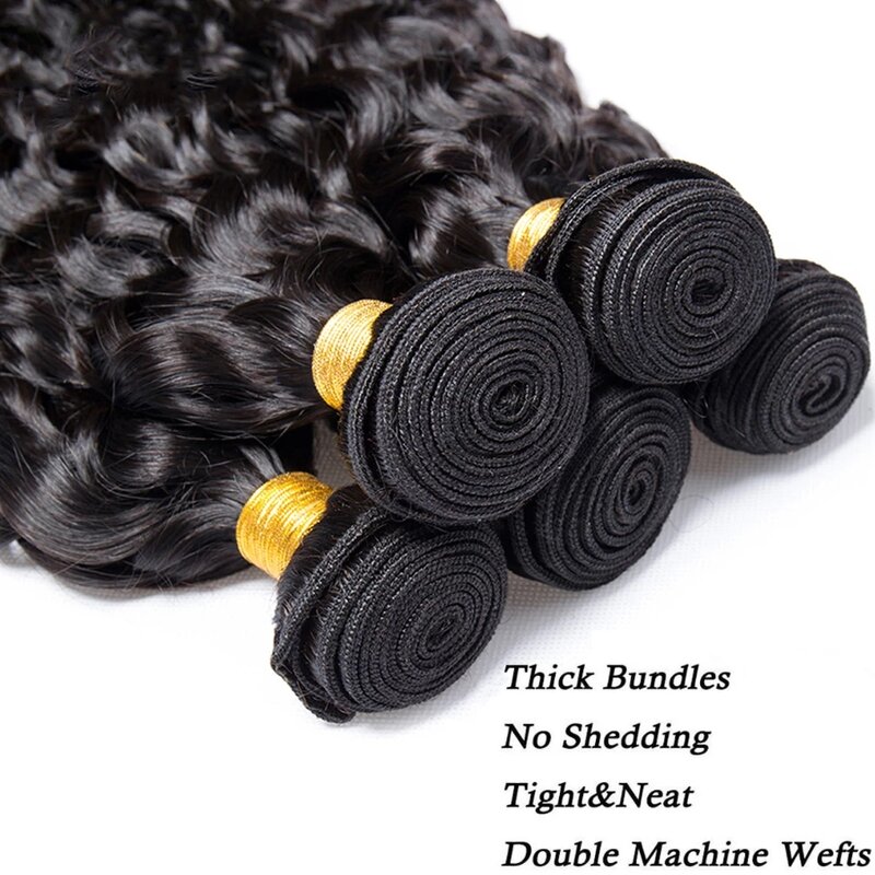 Mechones de cabello humano ondulado brasileño Remy, extensiones de cabello negro profundo Natural elegante, extensión de cabello de grado 12A, vendido por 1/3/4 mechones
