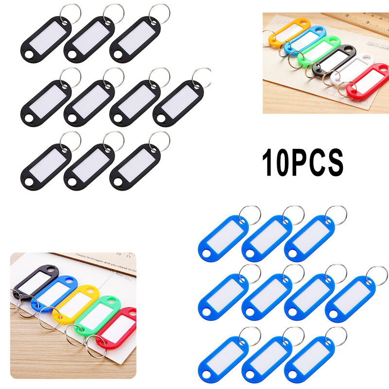 Key Rings 10X Label Keychain Keychain 10pcs 50.0mm X 22.0mm Black Blue Colorful Lastic Protective Cover Silver
