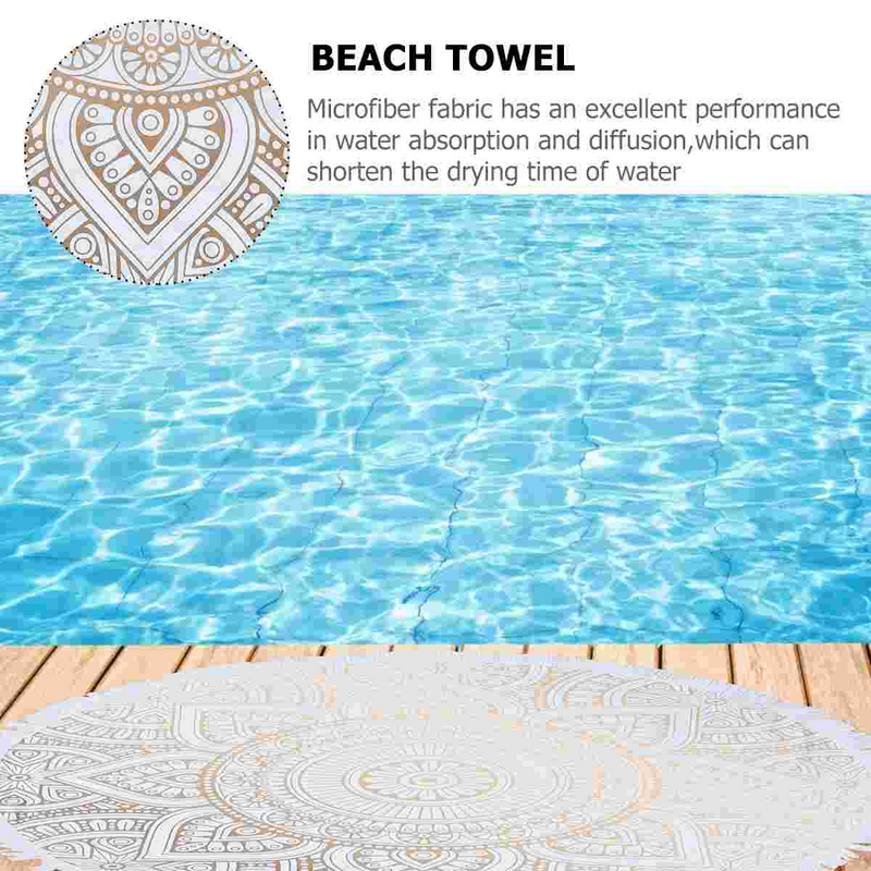 Couverture de plage ronde avec pompon, serviette de table de pique-nique indienne, tapisserie Mandala, Everths, serviettes de plage pour fond photo