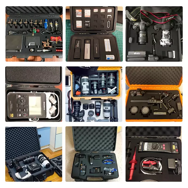 방수 하드 캐리 케이스 가방 도구 키트, 스폰지 보관함, 안전 보호대, 하드웨어 도구 상자, 충격 방지