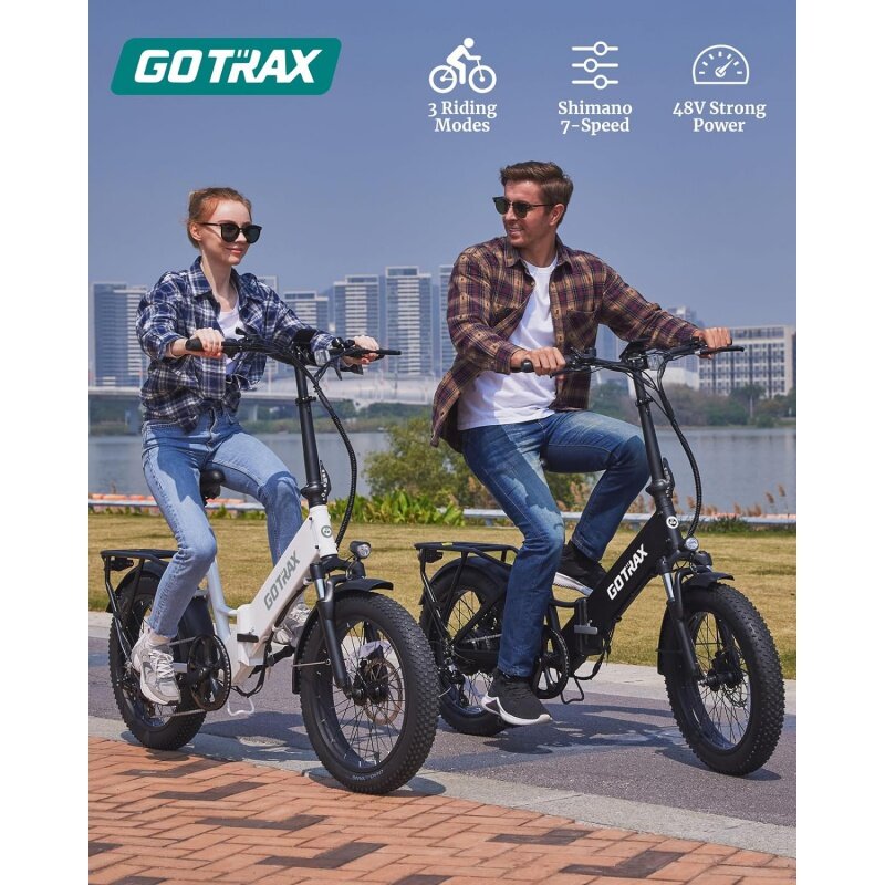 Gotrax sepeda listrik lipat 20 inci, sepeda listrik lipat dengan baterai 55 mil (Pedal-assist1) kali 48V, daya 20mph sebesar 500W, layar LCD dan 5 ped-assi