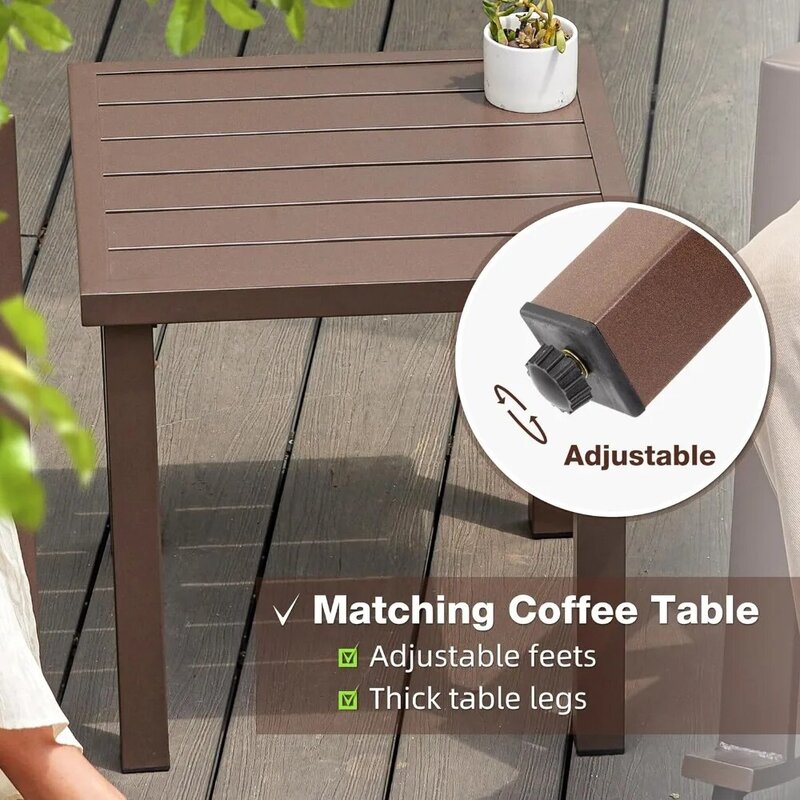 Metal exterior cadeiras de balanço com mesa de café, mobília do pátio, conjunto de 2, 3 peças