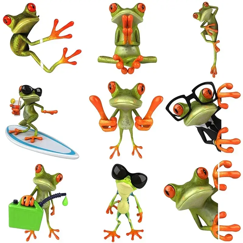 Stiker mobil kartun indah 3D Frogs mobil aksesoris sepeda motor warna-warni vinil penutup stiker goresan, 16cm * 13cm