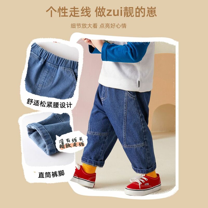 Celana Jeans bayi Musim Semi dan Gugur, pakaian bayi santai musim semi celana panjang anak-anak kecil