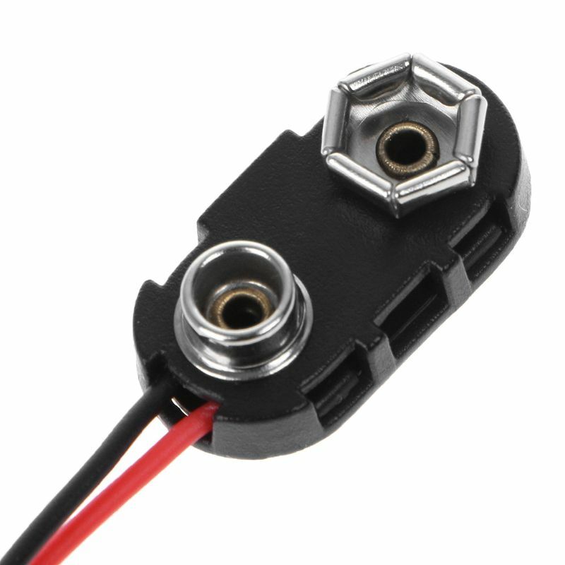 Connettore a clip per batteria PP3 da 9 V Tipo I Conduttori in filo stagnato 150 mm Nero Rosso