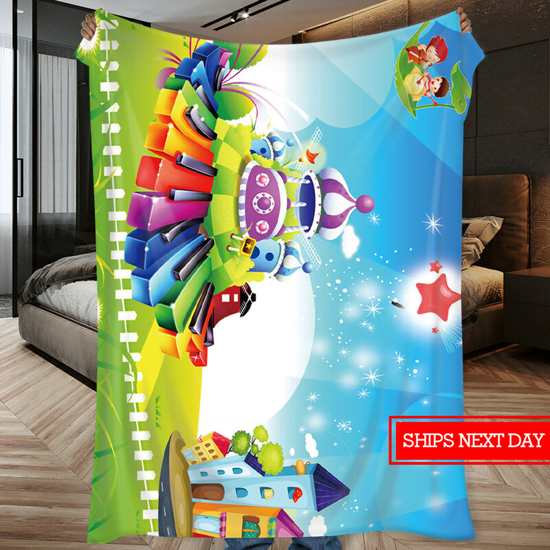 Manta de franela de dibujos animados personalizada, manta para niños, manta suave para niños, regalos de cumpleaños del Día del Niño