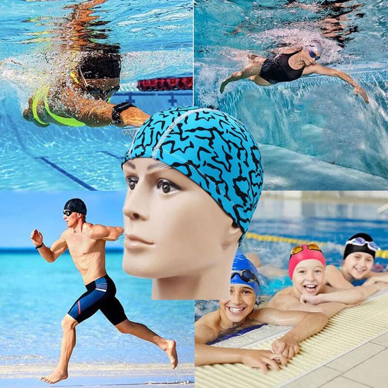 Useful Polyester High Elasticity Unisex Ear Protection Swimming Hat for Men Swimming Hat Swimming Sports Hat