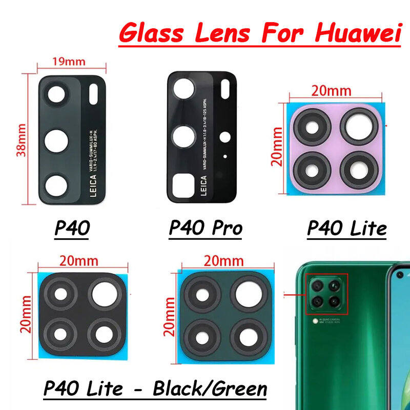 Huawei P30 lite p20, p30, p40 pro plus,交換用ツール用接着剤付きカメラガラスレンズ