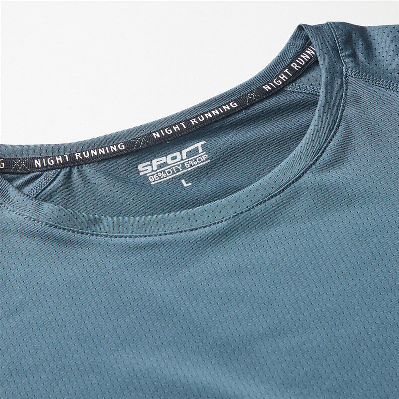 Kaus Olahraga Pria Lengan Pendek Cepat Kering Musim Panas Pakaian Pria L-9XL Ukuran Besar Ketat Luar Ruangan