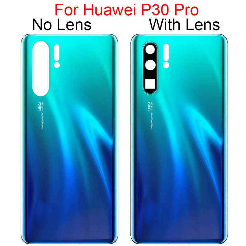 Huawei P30 Pro用ガラス製バッテリーカバー,カメラレンズ交換用リアカバー