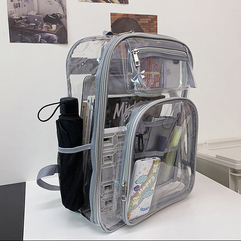 Мужской водонепроницаемый рюкзак, школьный ранец большой вместимости для девочек, однотонные прозрачные рюкзаки, Мужская прозрачная сумка