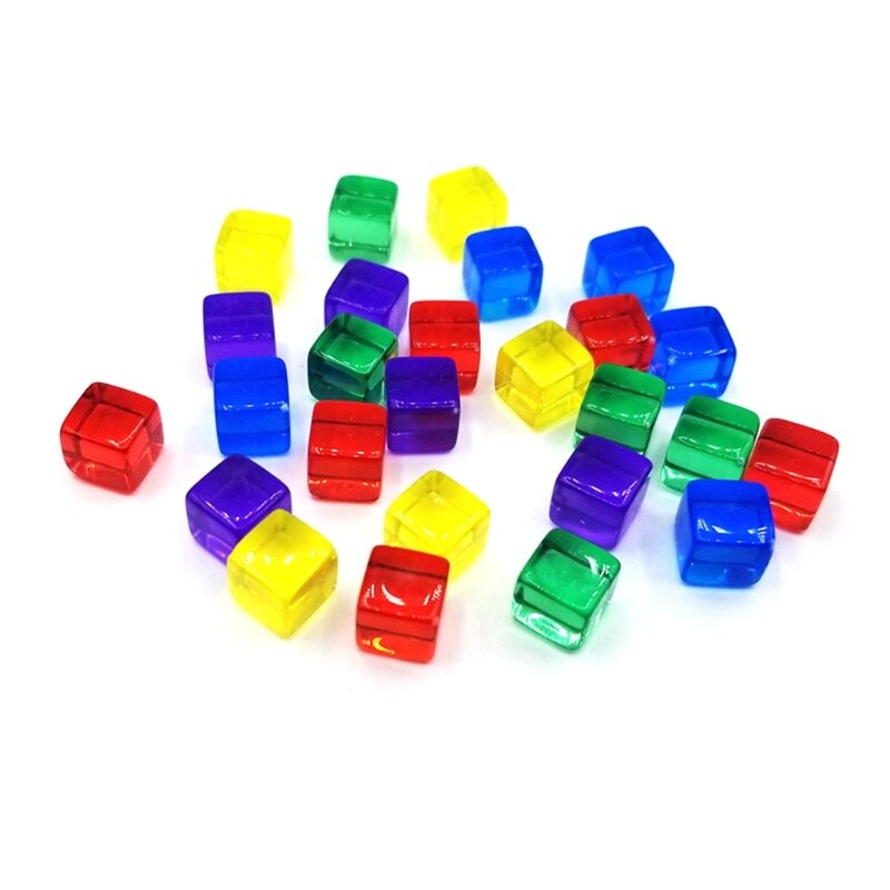 200 шт. красочные 6-сторонние акриловые кубики 8 мм, пустые кубики с квадратными углами, прозрачные кубики