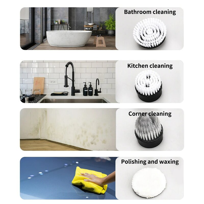 Electric Spin Scrubber, Cordless Cleaning Brush with 8 Replaceable Brush Heads, Tub and Floor Tile 360 Power Scrubber Dual Speed
