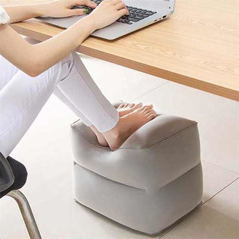Inflatable Footrest Travel Foot Rest Sleeping Pillow Airplane Car Folding Inflatable Foot Pad For Adult Kids 2 Lay Foot Pad Mat