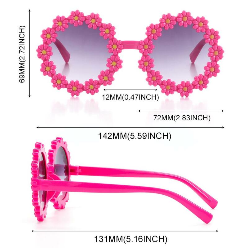 Flower Sun Protection Sunglasses for Kids, Party Disco Shades, Round Frame Daisy Sun Glasses, Fashion