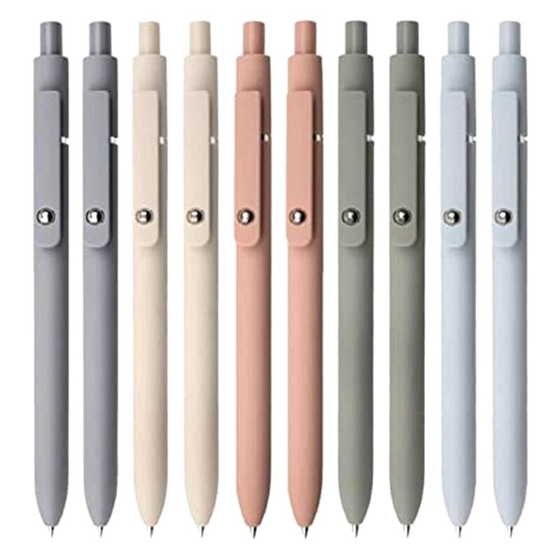 Bolígrafos de tinta negra de 0,5 Mm, bolígrafos retráctiles de gama alta, punta fina, escritura suave, 10 unidades
