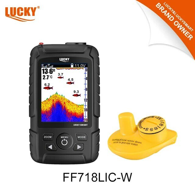 Lucky Fish-localizador de peces FF718Lic-W, batería de iones de litio de 2,8 pulgadas, 3,7 V, pantalla de matriz de puntos de colores con Sensor inalámbrico tipo W