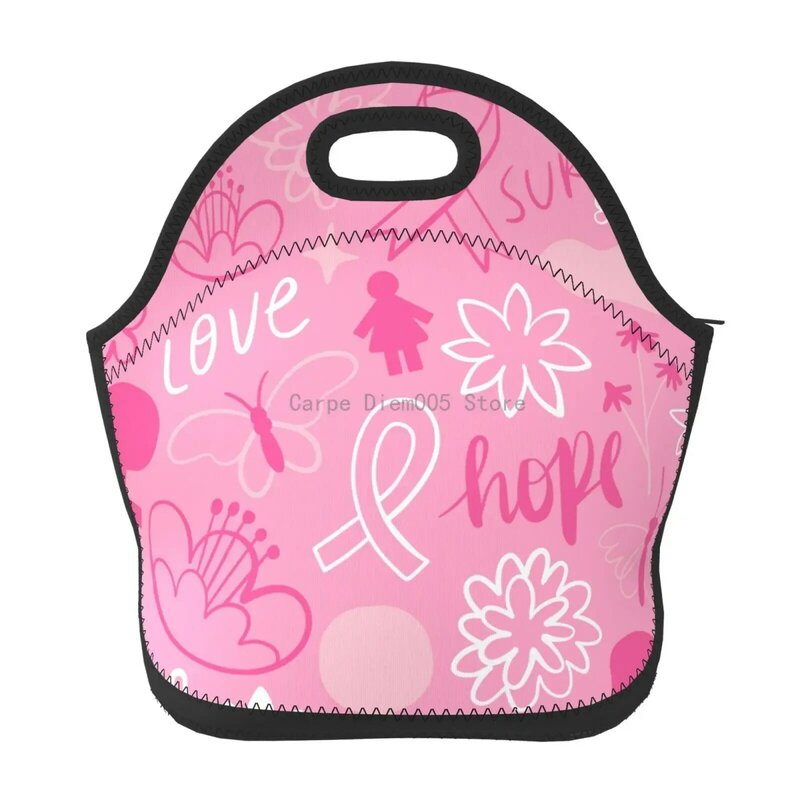 صندوق غداء معزول للنساء والرجال ، حقيبة حمل قابلة لإعادة الاستخدام ، الوعي بسرطان الثدي ، العمل ، النزهي ، المدرسة ، الكبار