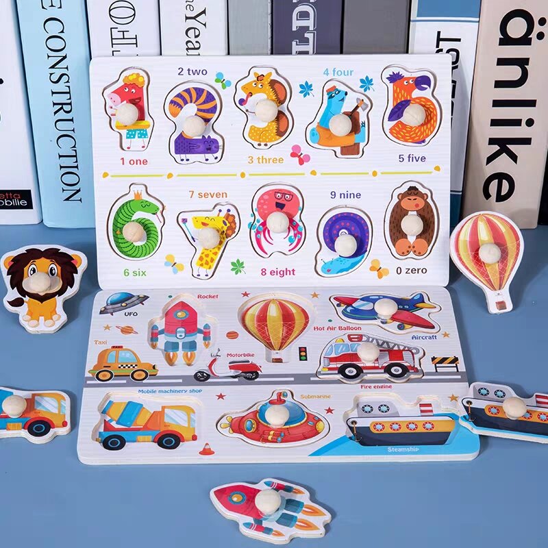 Kinderen Houten Puzzel Montessori Speelgoed Voor Baby 1 Tot 2 3 Jaar Oud Kinderen Hand Grab Board Educatieve Leren Matching Games