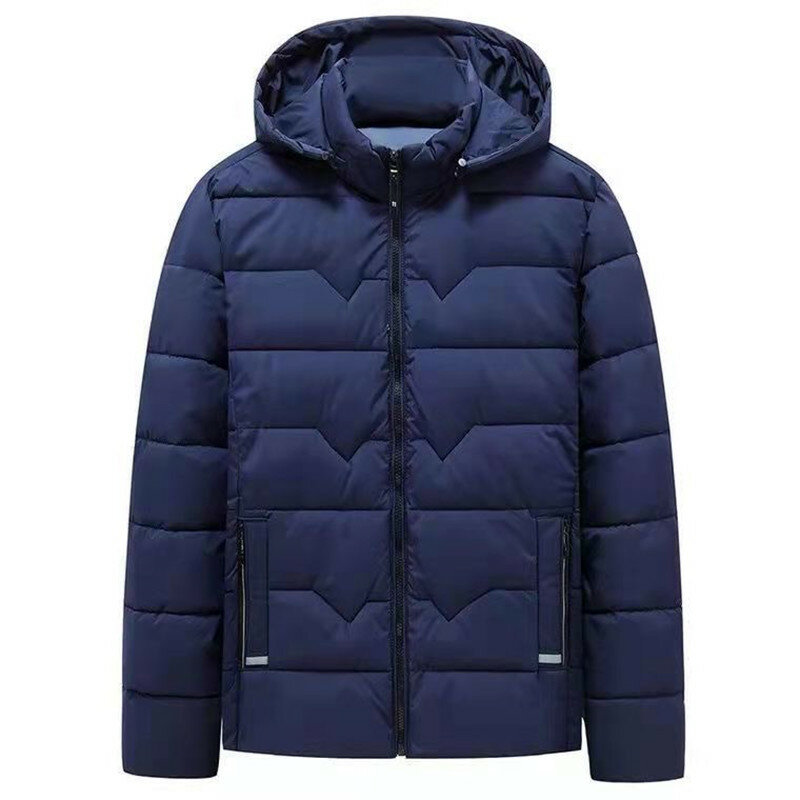 Новинка Осень-зима 2023, модная трендовая куртка с капюшоном и хлопковой подкладкой, мужское повседневное свободное удобное плотное теплое пальто высокого качества