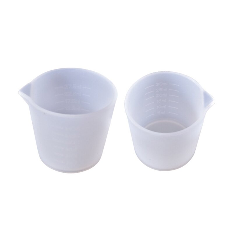シリコンフレキシブル計量カップ2個、焦げ付き防止再利用可能な混合注ぎカップ