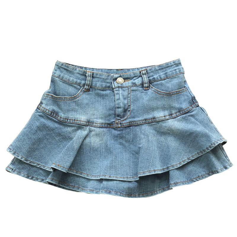 Faldas cortas plisadas con volantes para mujer, Minifalda vaquera de cintura baja, estilo Y2K, al aire libre para sexo, verano, 2023