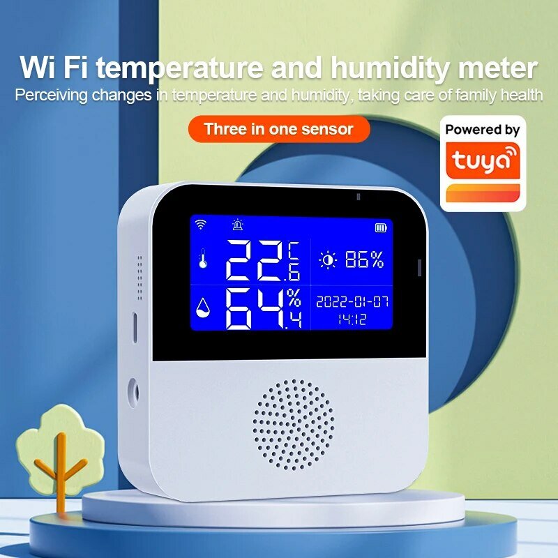 Tuya nhà thông minh Wifi nhiệt độ độ ẩm cảm biến báo động trong nhà ngoài trời ẩm kế Nhiệt kế Detector hỗ trợ Alexa Google nhà