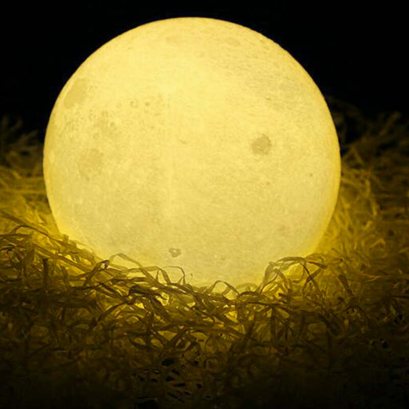 Лунная лампа 8 см, 3D светильник на батарейках с подставкой, звездная лампа, искусственная звезда, украшение для спальни, ночник, детский подарок, Лунная лампа