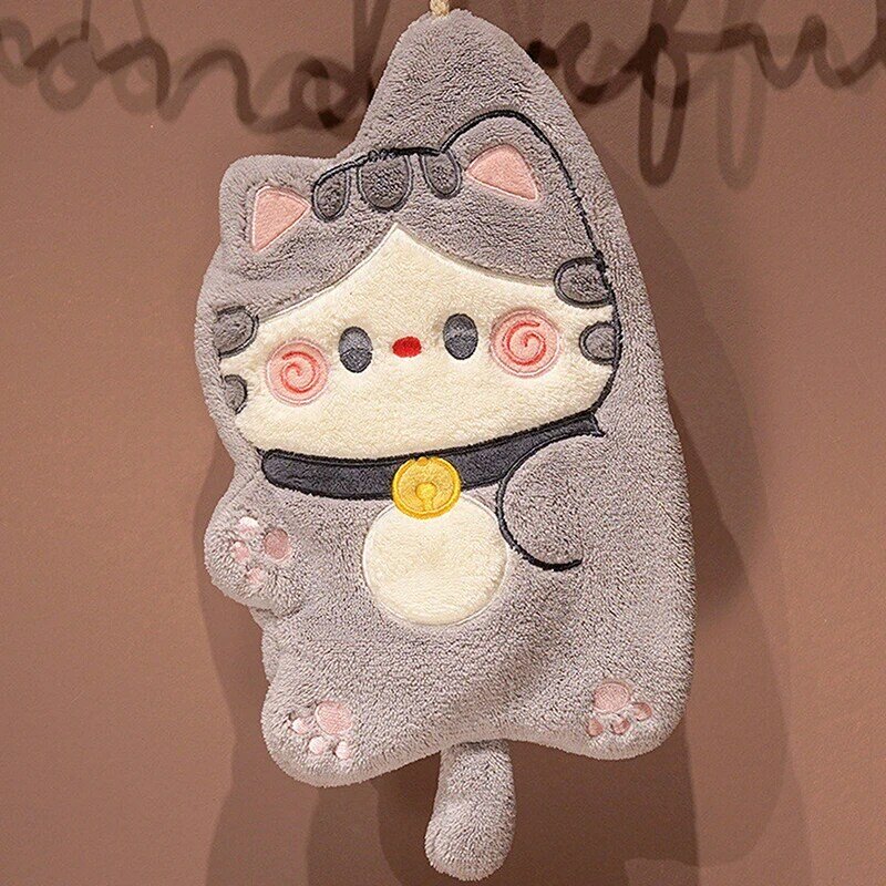 Cartoon Cat Hand Towels Cute Animal Bathroom Hanging Towel Soft Absorbent Wipe Cloth Quick Dry Children Kids Bathing Towel