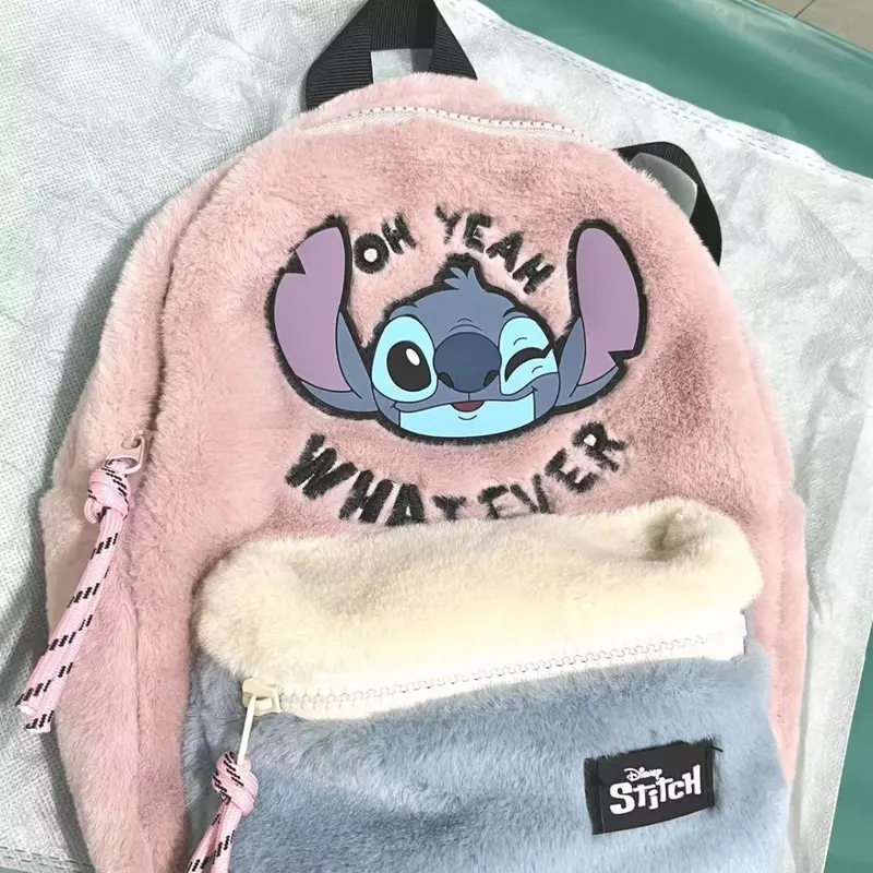 Cartoon Disney Stitch Plush Backpack Cute Anime Modeling Schoolbags for Kindergarten Children Lilo and Stitch Cotton Backpack