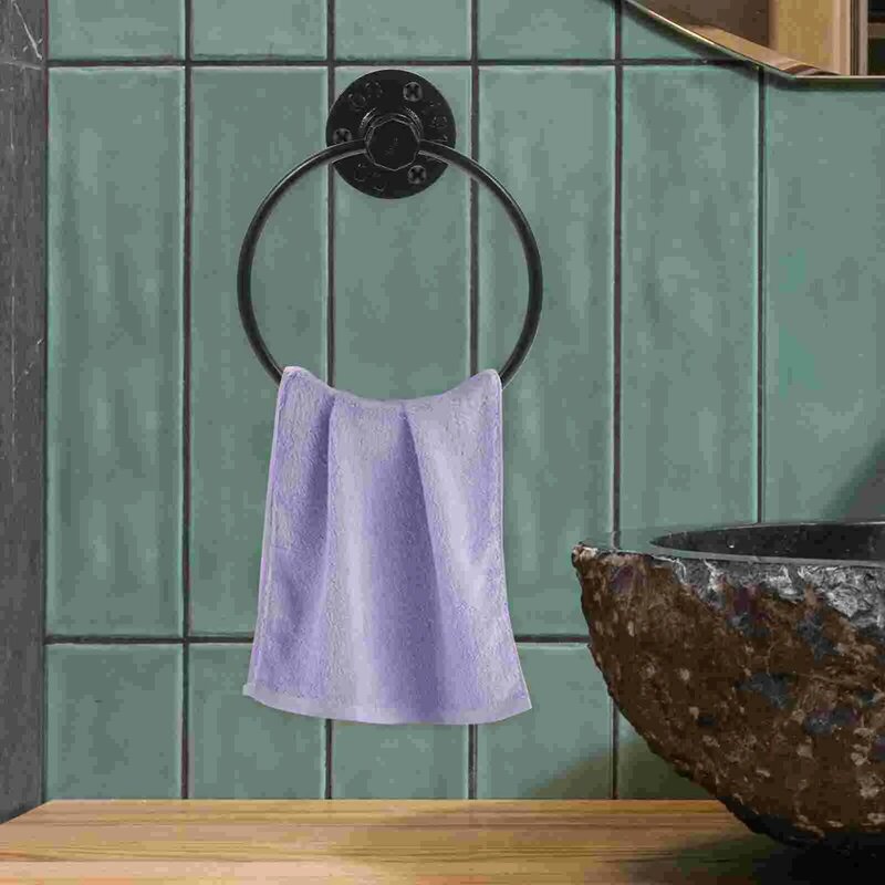 Industrial retro ferro pendurado anel, panos, suporte de toalhas para banheiro, estilo americano