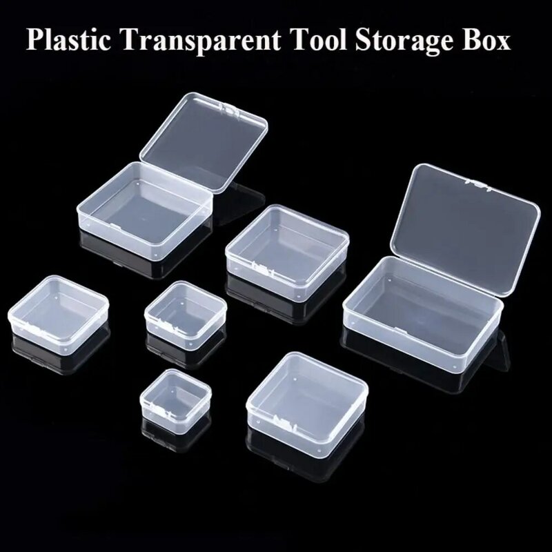 Пластиковая коробка для хранения, портативные прозрачные прочные мелкие предметы, искусственные квадратные рыболовные инструменты, аксессуары, держатель электроинструментов