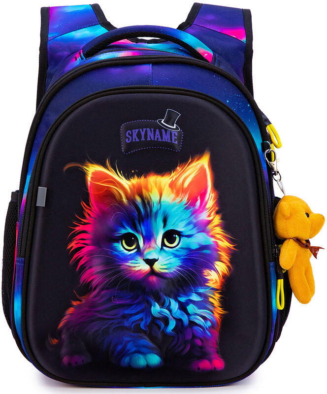 Ортопедический школьный ранец для девочек, брендовый Детский рюкзак с мультипликационным 3D котом, детские сумки