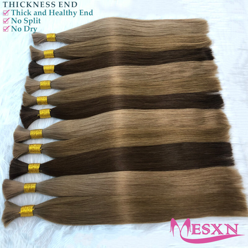 Hoge Kwaliteit Bulk Hair Extensions Menselijk Haar 100% Echt Natuurlijk Haar Zwart Bruin Blond 613 Kleur Verdikking Van Wortels Voor Salon