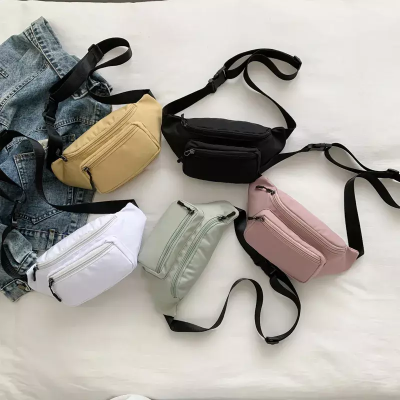 Multifuncional Zipper Crossbody Bag para homens e mulheres, Double Fanny Pack, Nylon, Telefone Lazer, Esportes, Ao ar livre, Peito, Moda, Viagem