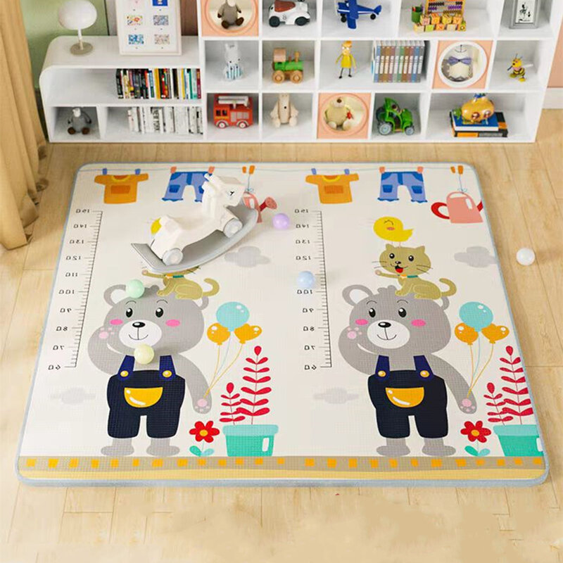 Matras bermain bayi ketebalan 1cm tikar anak-anak jerapah kartun Puzzle Xpe tikar karpet lipat ruang bayi bantalan merangkak