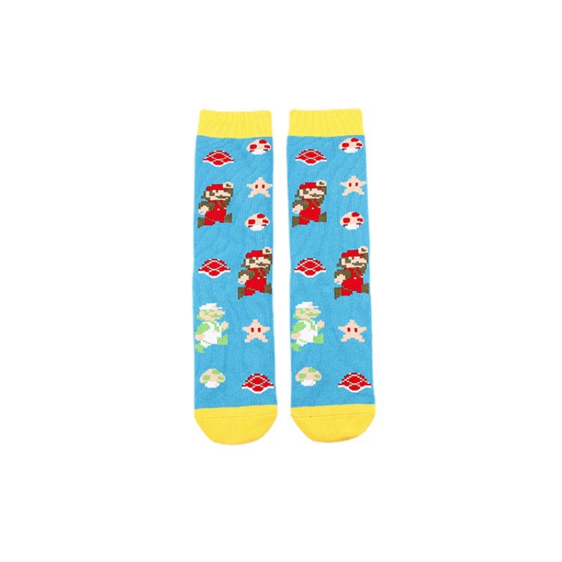 Calcetines de algodón puro con dibujos animados de Super Mario Bros para hombre, medias de tubo de moda, calcetines deportivos para adultos, juguete para niños, regalo de cumpleaños