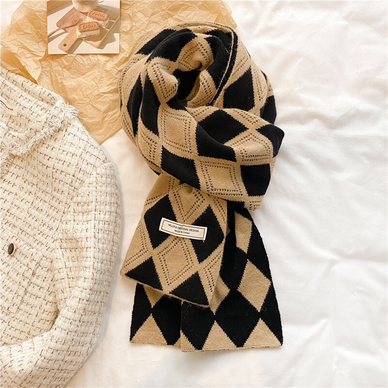 Koreański styl ciepła, z wełny przędzy szalik zima kobiety szalik z dzianiny nowy projekt elastyczna chusta okłady szal Bufandas pani tłumik