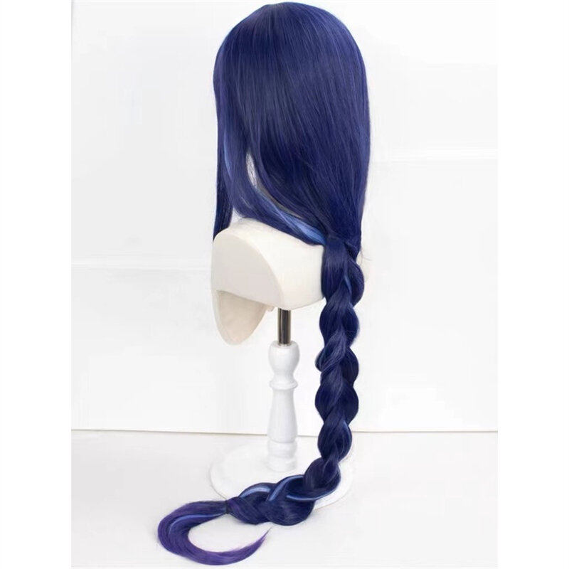 Wig Genshin Impact Raiden Cosplay 90cm Wig ungu rambut Anime pesta halloween