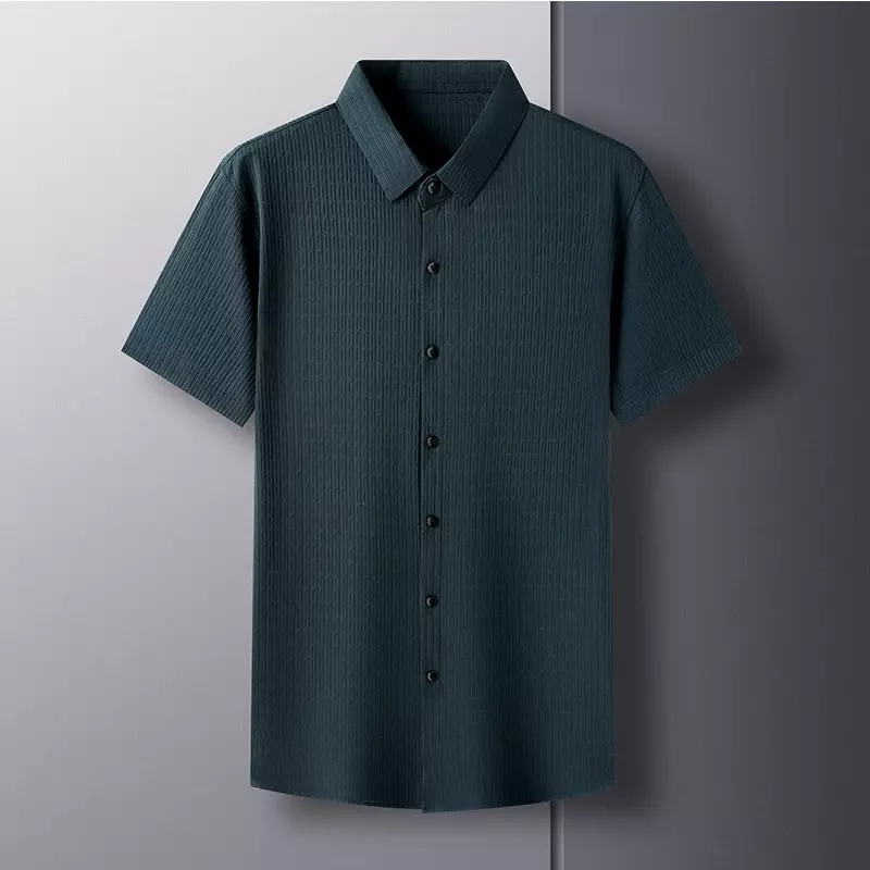 Men's Summer Non Ironing Business Casual Short Sleeved Shirt Fashion Tee Polo Shirts