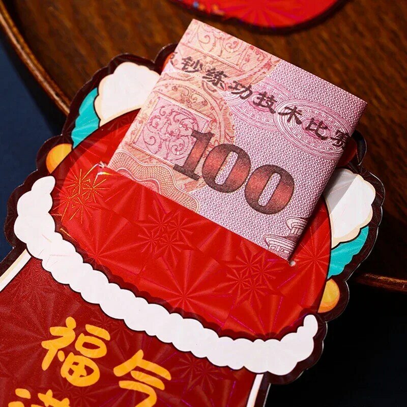 6 szt. Chiński nowy rok czerwone koperty rok Symbol smoka Hong Bao koperty szczęśliwe pieniądze noworoczne dekoracje czerwony koperta