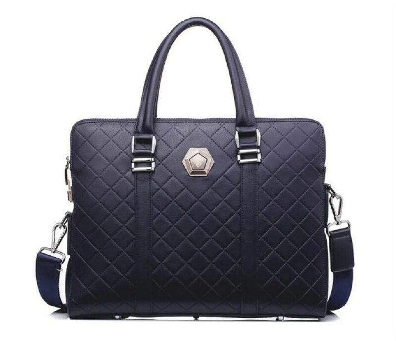 Męskie wysokiej jakości skórzane teczki biznesowe modne torby na ramię z diamencików pojemna torba torba na notebooka