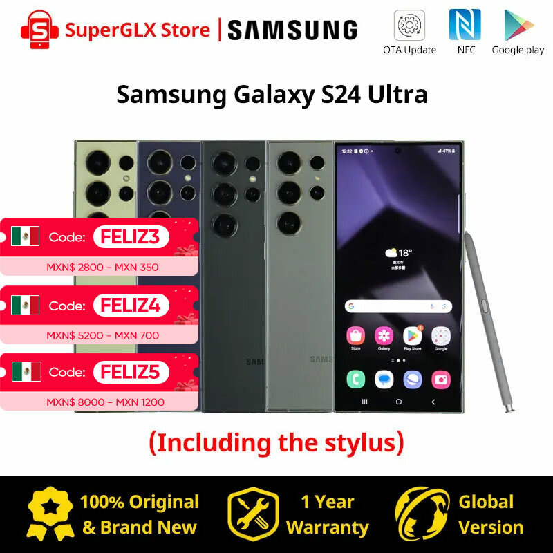 2024 New Samsung Galaxy S24 Ultra 5G Smartphone 256GB/512GB Snapdragon 8 Gen 3 120Hz LTPO AMOLED Display 200MP Quad Cameras IP68