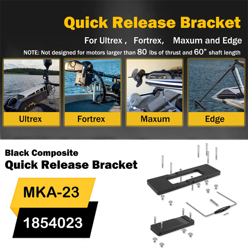 ANX 1854023 MKA-23 Composite Quick Release Bracket, Quick Mounted Plate Replacement for Riptide Electric Steer Trolling Motor