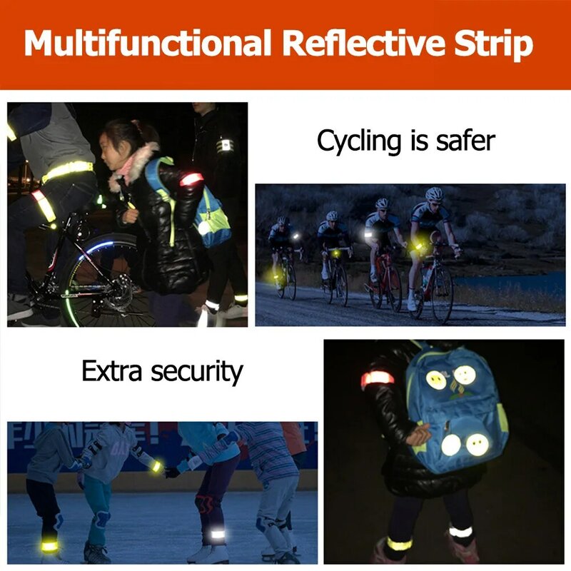 2 pces faixa reflexiva de alta visibilidade pulseira noite correndo ciclismo calças perna cinta faixa segurança 30*3cm/40*3cm braçadeira
