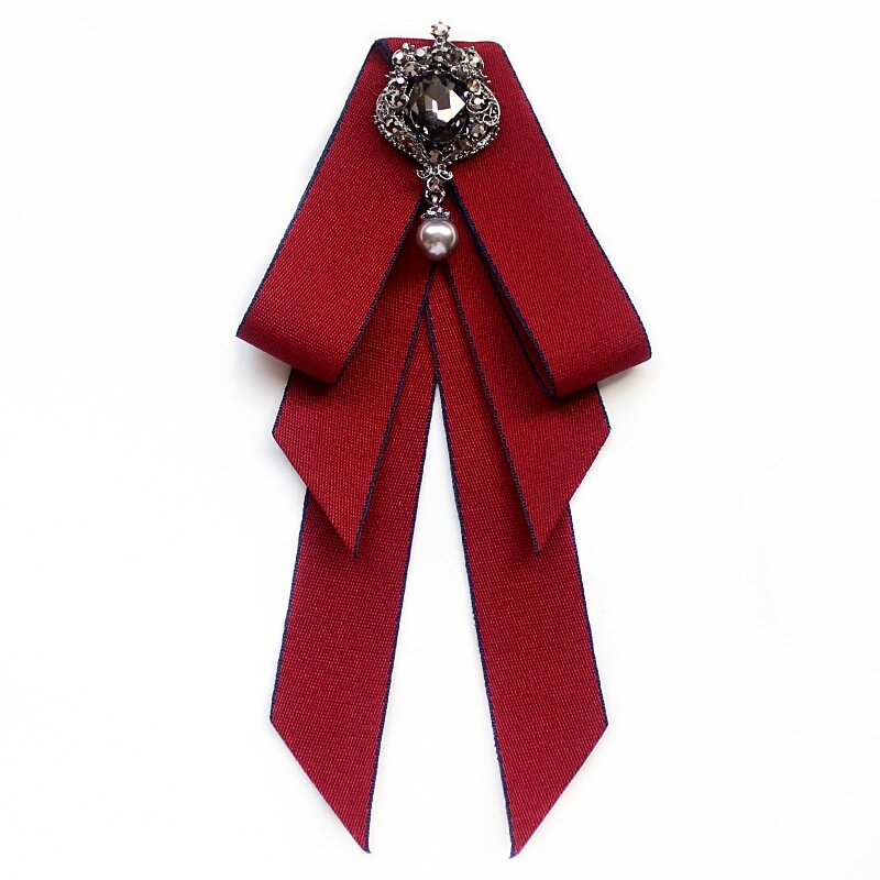 Vintage Bow Tie Cameo Ladies Head Diamond Ribbon Tassel Brooch Chic Girls Elegant Jewelry Collar Pin Girl Cravat Gift for Men